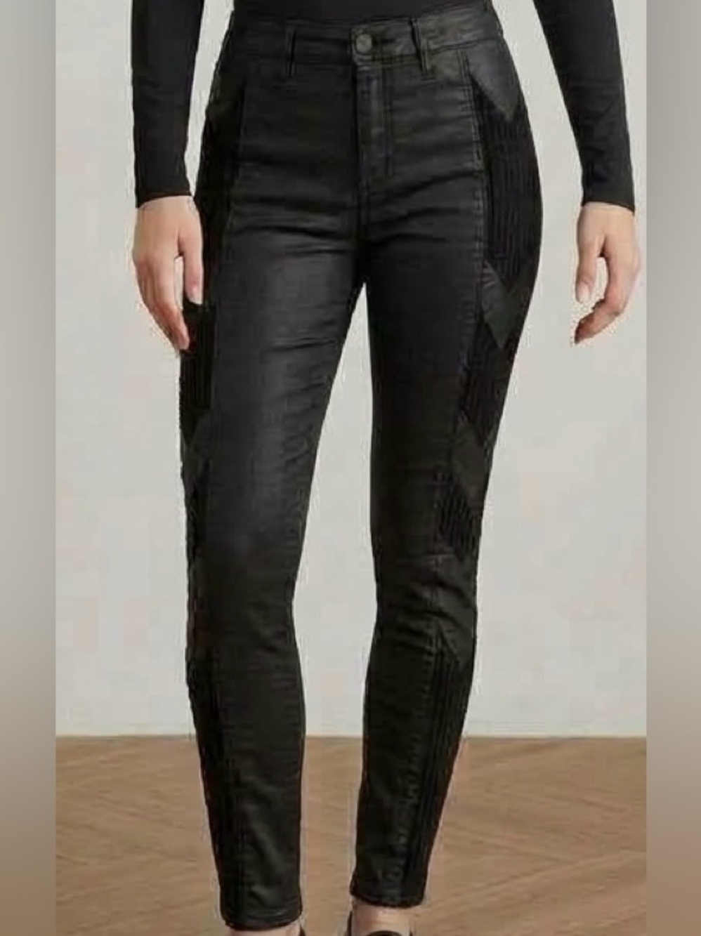 RAG & BONE Black Skinny Pants with Knit Side Panels Size 27